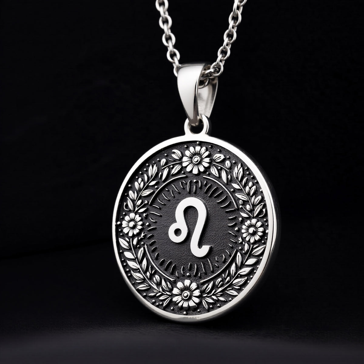 Leo Zodiac Astrological Sign Medallion - 925 Sterling Silver