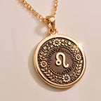 Leo Zodiac Astrological Sign Medallion - Birthdate Jewelry Personality Gift - Görsel 2, 14K gold zodiac
