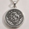 Leo Zodiac Coin Pendant - 925 Sterling Silver