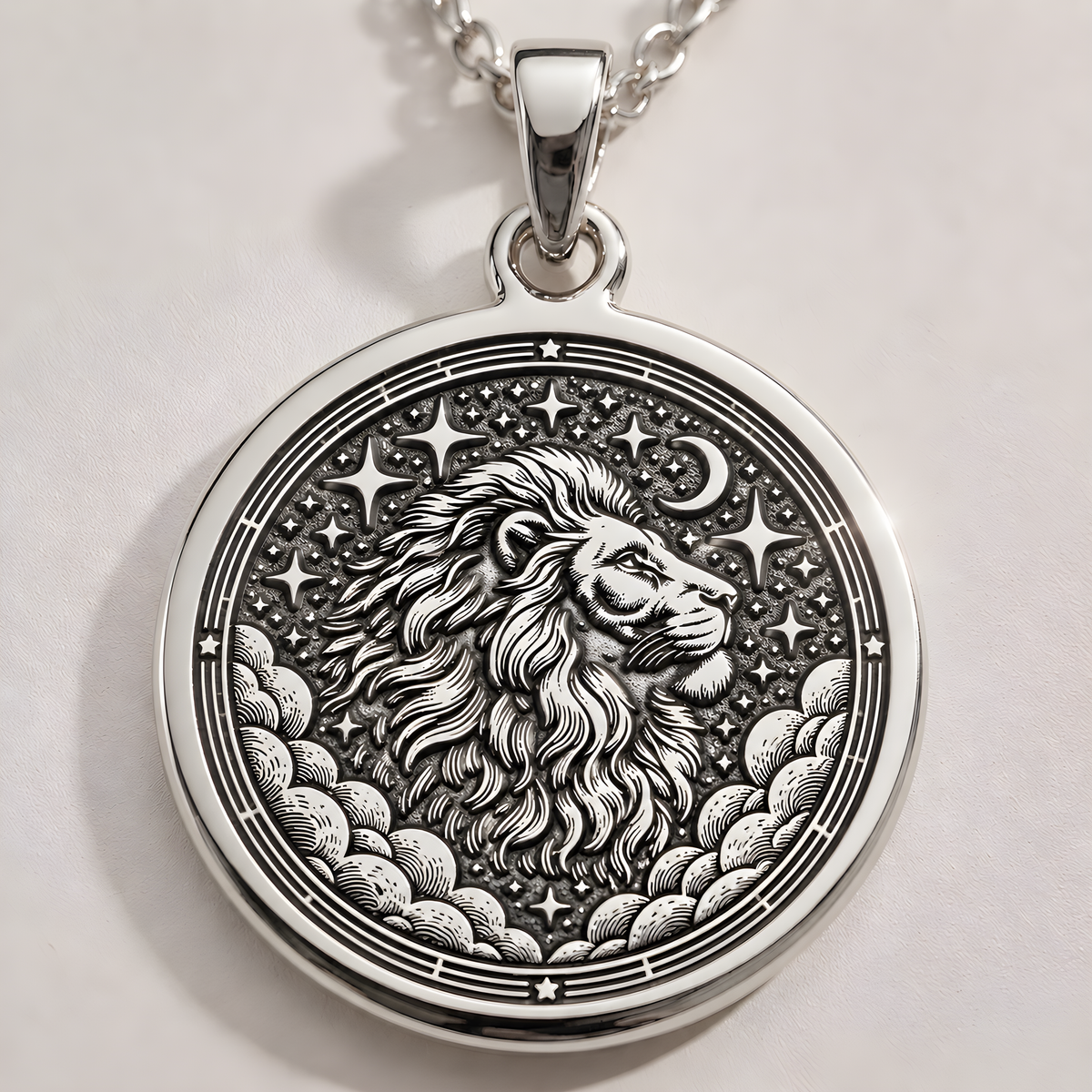 Leo Zodiac Coin Pendant - 925 Sterling Silver