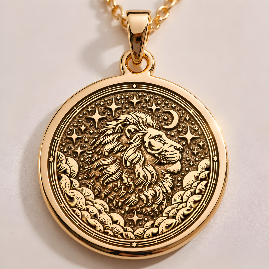 Leo Zodiac Coin Pendant: 14K Gold with lion zodiac zodiac sign astrology amulet talisman - View 48