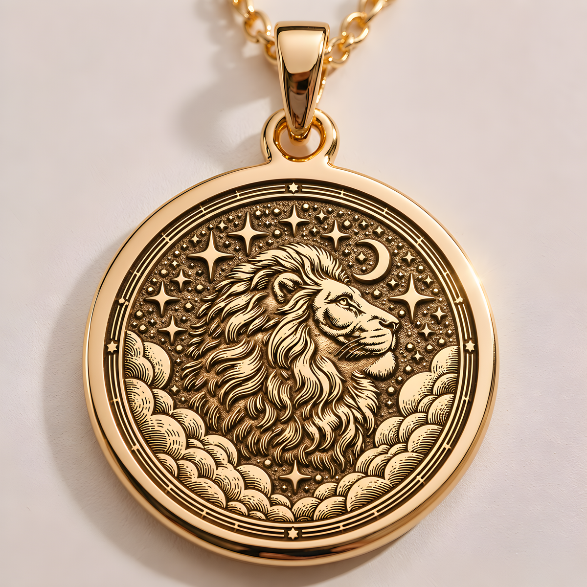 Leo Zodiac Coin Pendant: 14K Gold with lion zodiac zodiac sign astrology amulet talisman - View 48