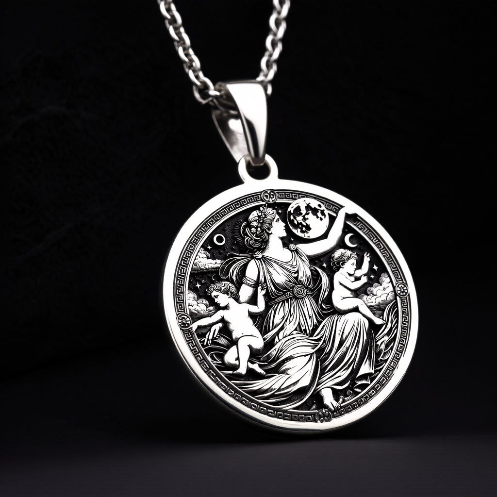 Leto Necklace in 925 Sterling Silver, Greek Mythology Medallion, Elegant Goddess Pendant, Motherhood & Grace Jewelry, Perfect Gift for Women - View 11