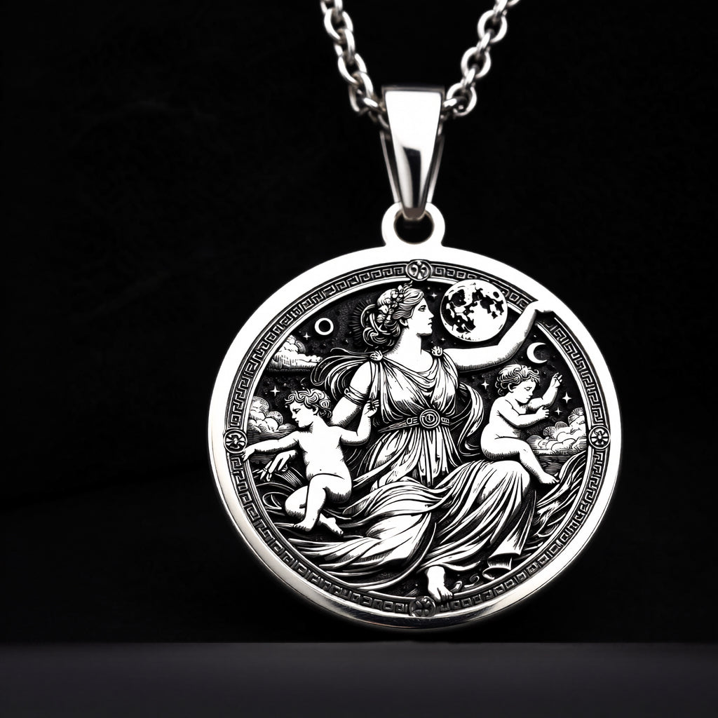 Leto Necklace in 925 Sterling Silver, Greek Mythology Medallion, Elegant Goddess Pendant, Motherhood & Grace Jewelry, Perfect Gift for Women - View 8