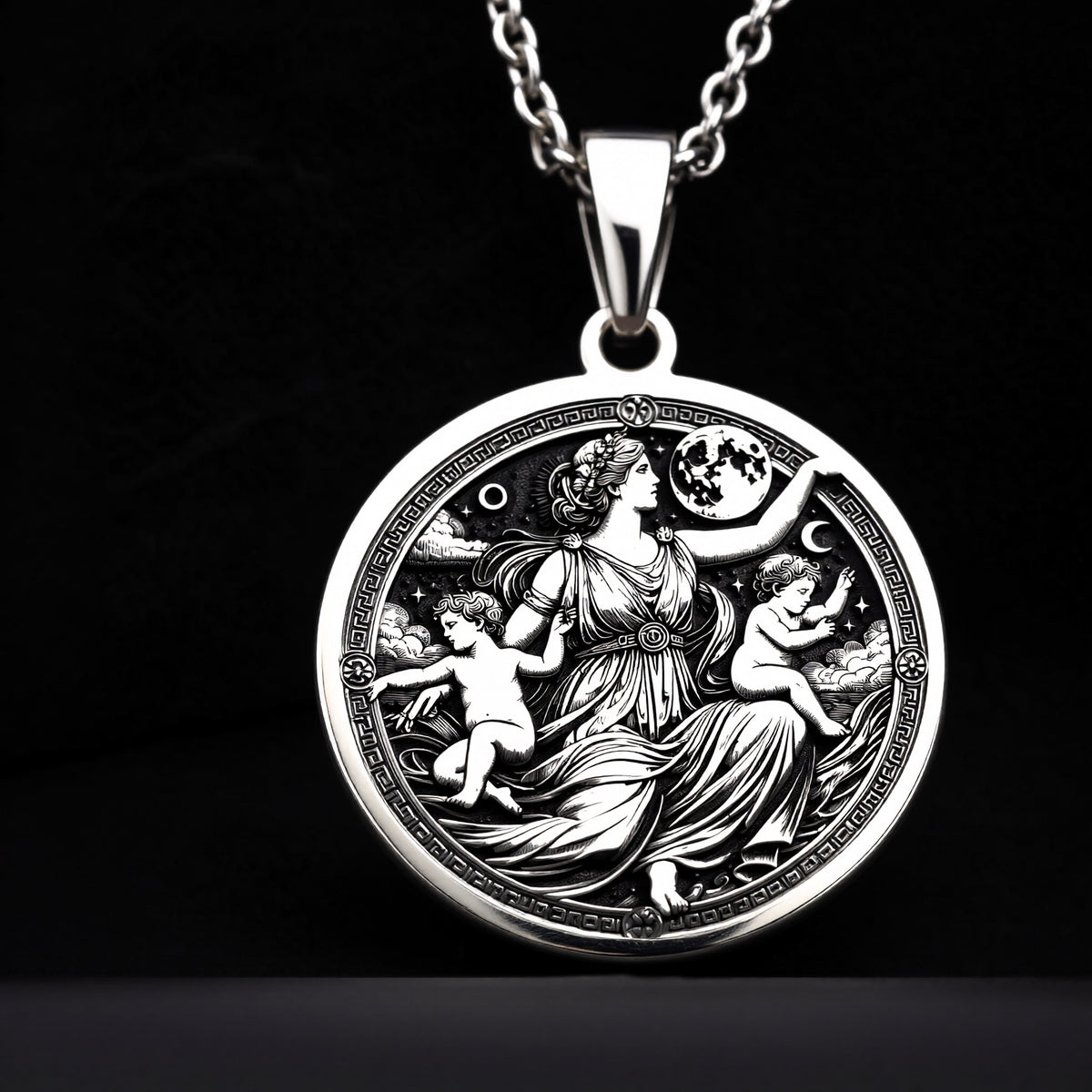 Leto Necklace in 925 Sterling Silver, Greek Mythology Medallion, Elegant Goddess Pendant, Motherhood & Grace Jewelry, Perfect Gift for Women - View 8