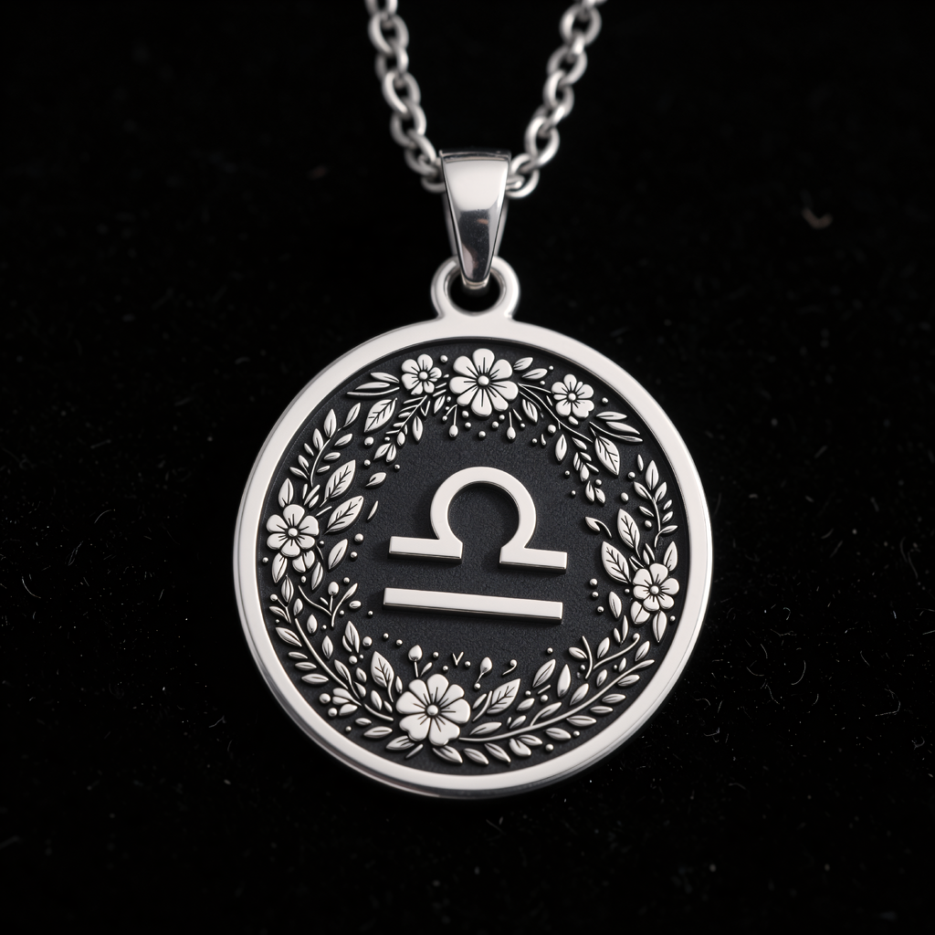 Libra Scales Astrology Necklace - 925 Sterling Silver