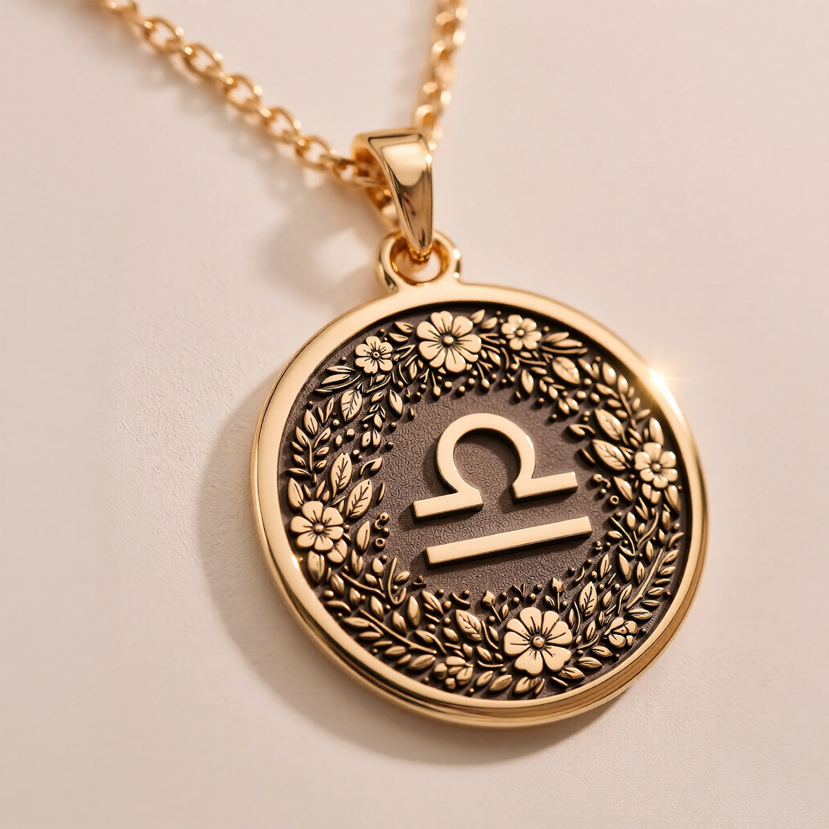 Libra Scales Astrology Necklace - Zodiac Horoscope Birthdate Jewelry - Görsel 2, 14K gold zodiac