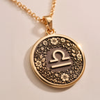 Libra Scales Astrology Necklace - Zodiac Horoscope Birthdate Jewelry - Görsel 2, 14K gold zodiac