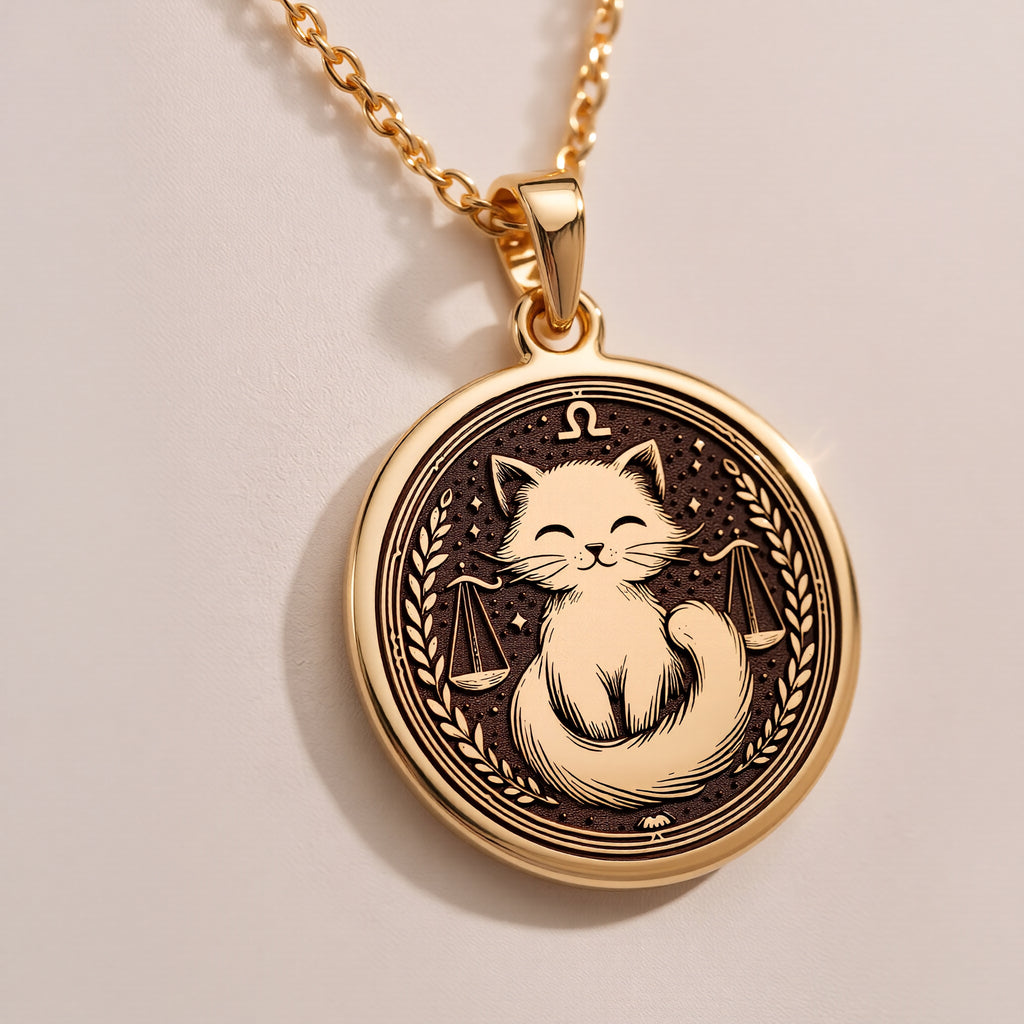 Libra Scales Zodiac Pendant - 14K Solid Gold