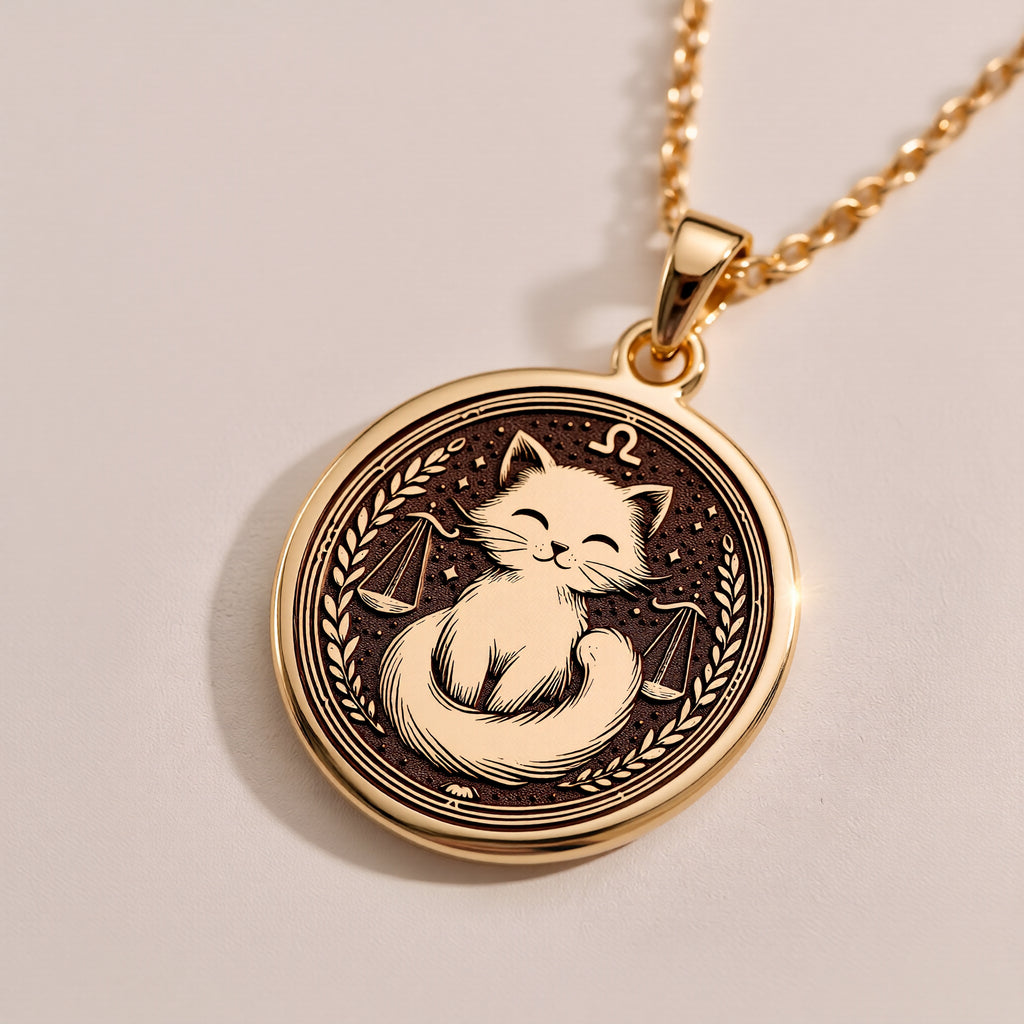 Libra Scales Zodiac Pendant - 14K Solid Gold