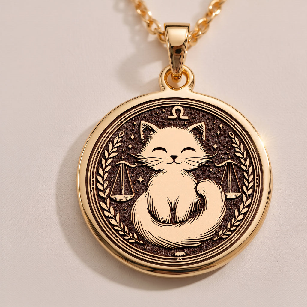 Libra Scales Zodiac Pendant - 14K Solid Gold