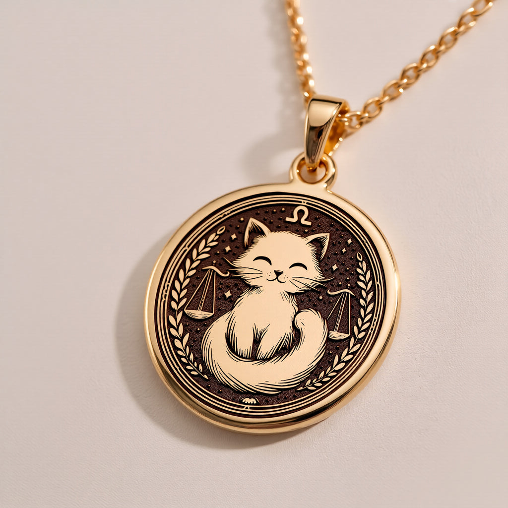Libra Scales Zodiac Pendant - 14K Solid Gold