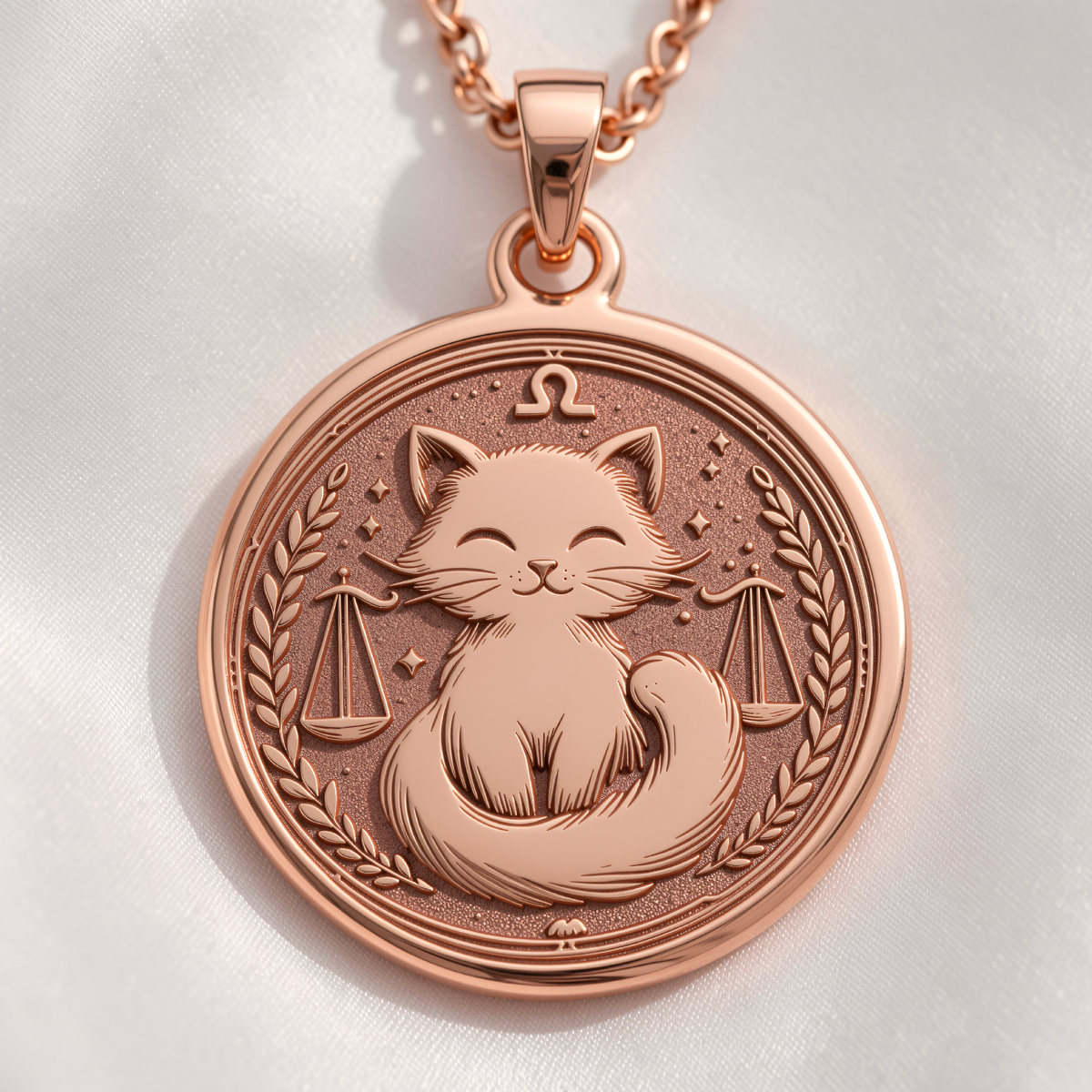 Libra Scales Zodiac Pendant - 14K Rose Gold Plated