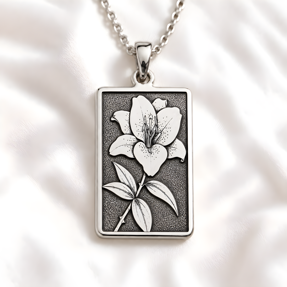 Lily Floral Pendant Necklace - 925 Sterling Silver