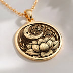 Lotus Crescent Moon Pendant: with lotus flower yoga amulet talisman collectible - View 214