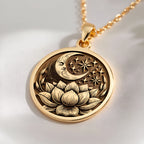 Lotus Crescent Moon Pendant: with lotus flower yoga amulet talisman collectible - View 214