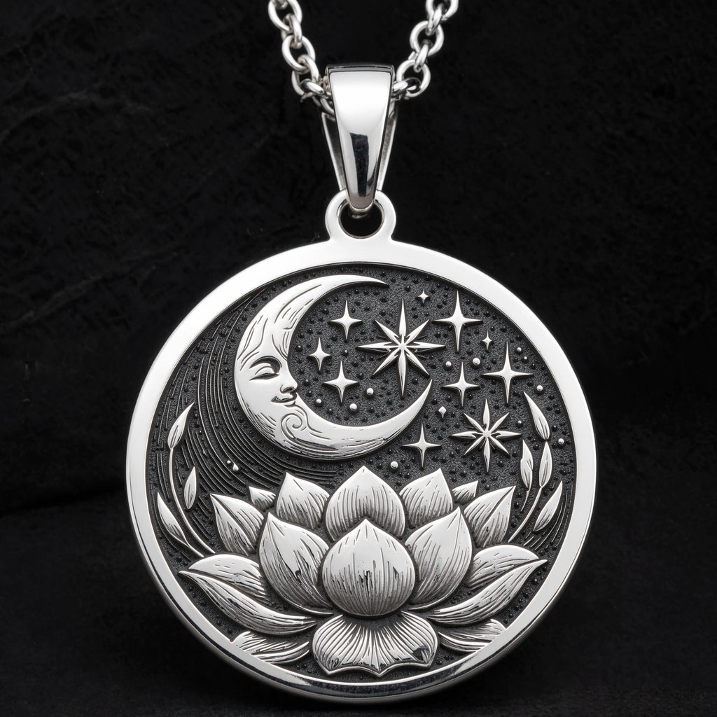 Lotus Crescent Moon Pendant | Silver & Plated Options - Spiritual Protection Yoga Zen - Görsel 12, boho chic jewelry