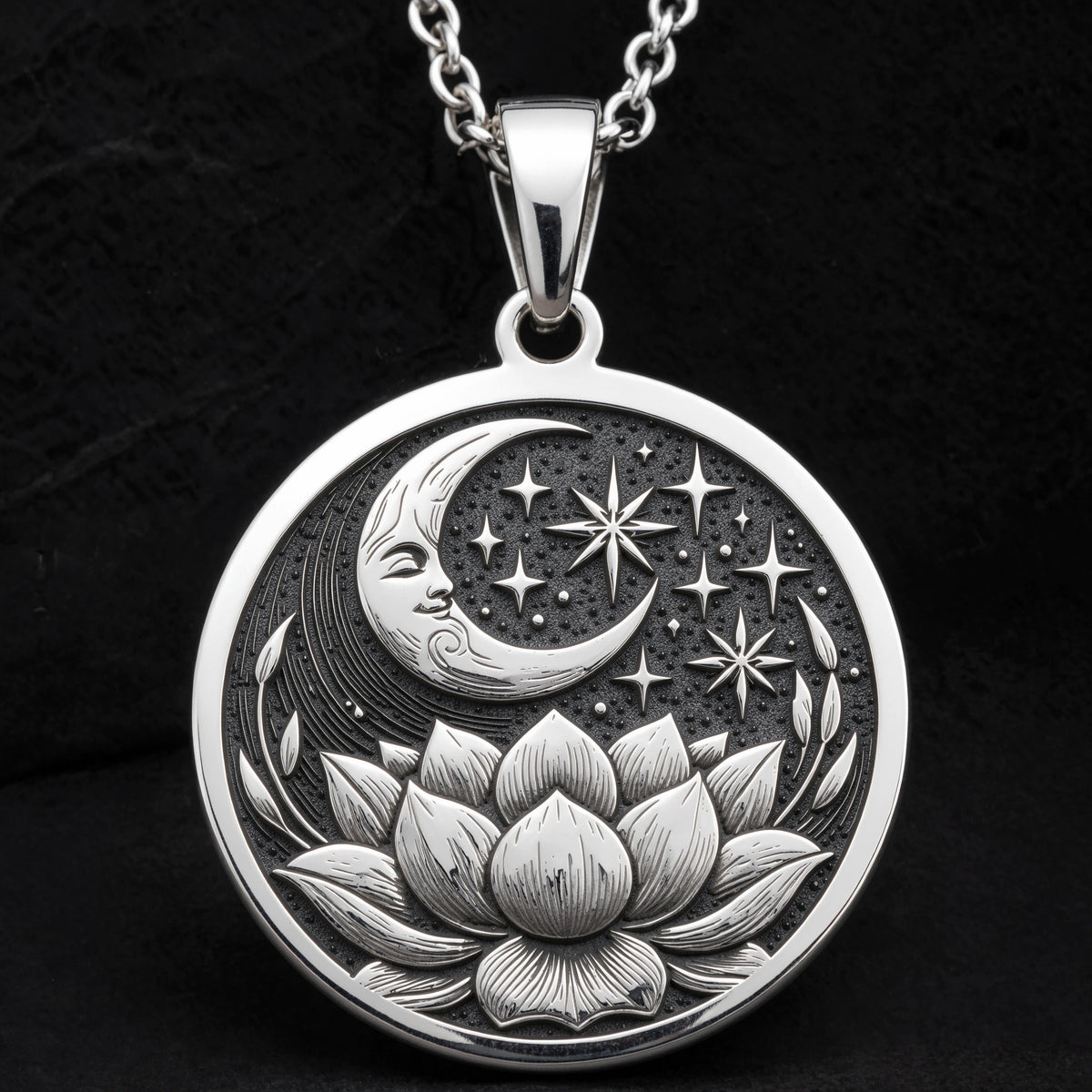Lotus Crescent Moon Pendant | Silver & Plated Options - Spiritual Protection Yoga Zen - Görsel 12, boho chic jewelry