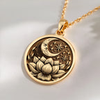 Lotus Crescent Moon Pendant: with lotus flower yoga amulet talisman collectible - View 214