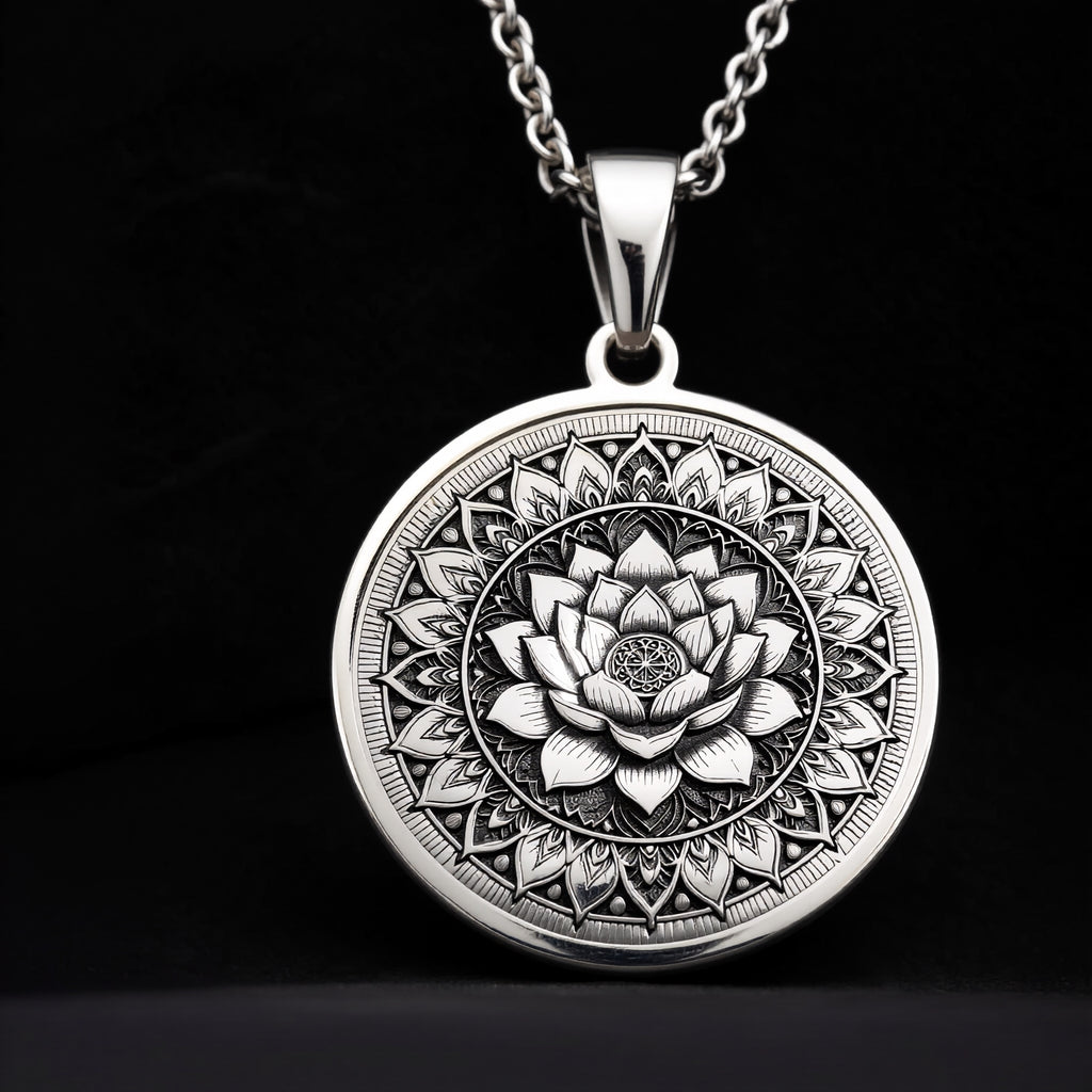 Lotus Mandala Spiritual Pendant - 925 Sterling Silver