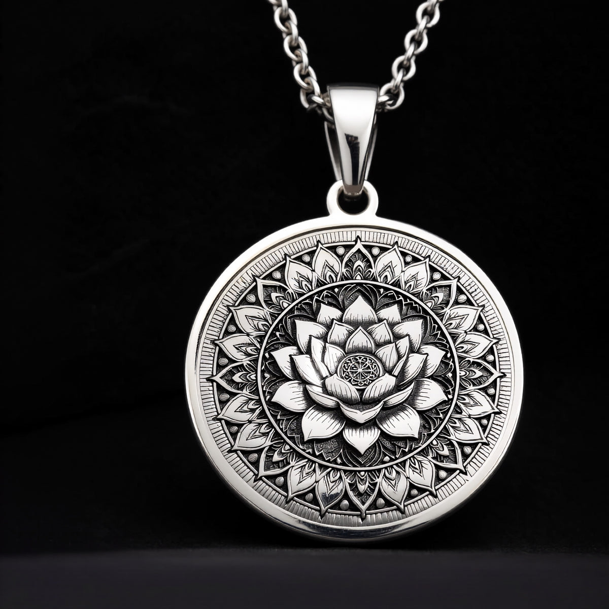 Lotus Mandala Spiritual Pendant - 925 Sterling Silver