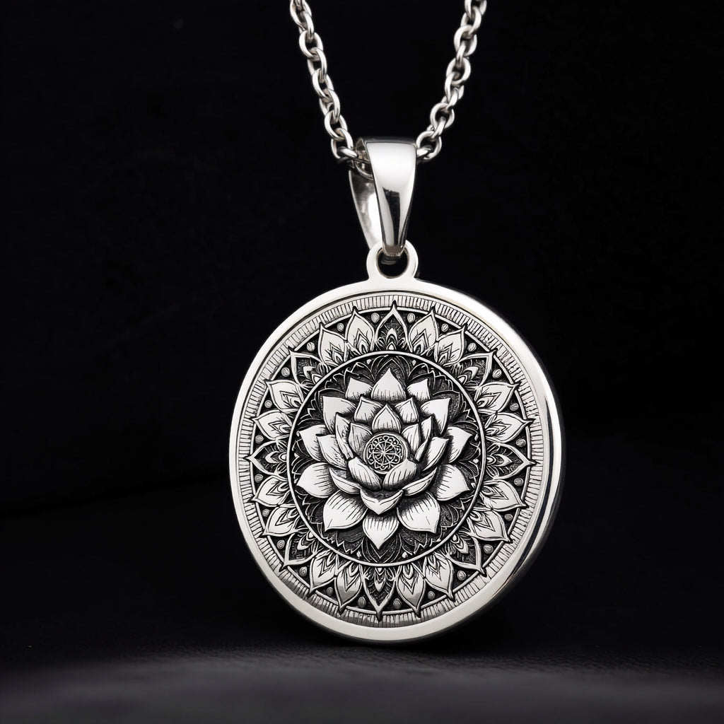 Lotus Mandala Spiritual Pendant - 925 Sterling Silver