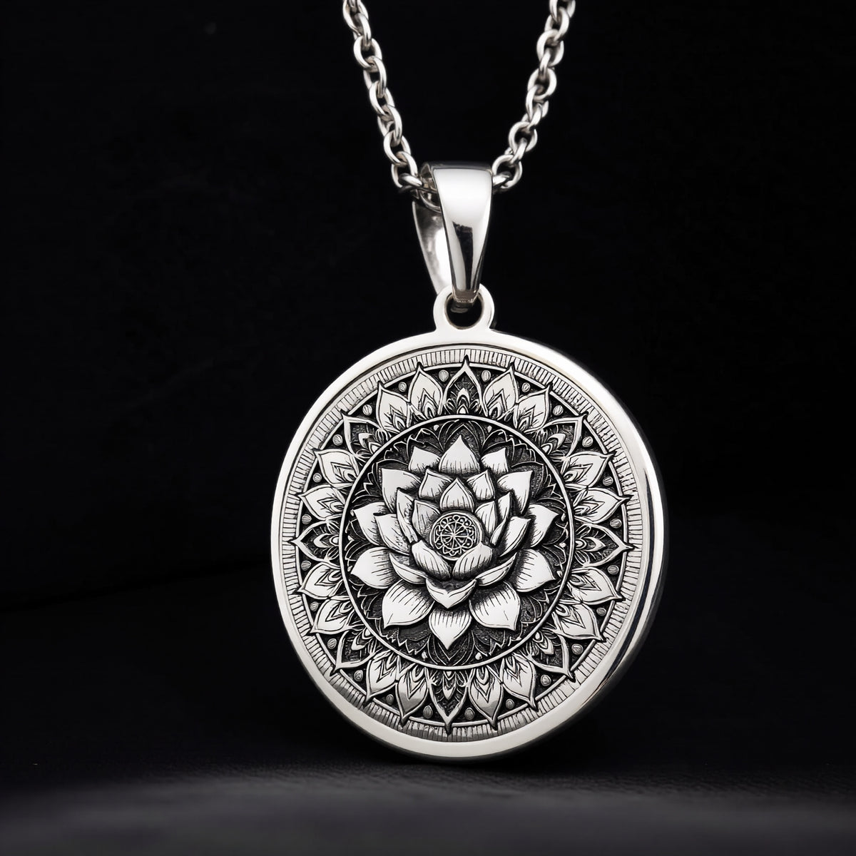 Lotus Mandala Spiritual Pendant - 925 Sterling Silver