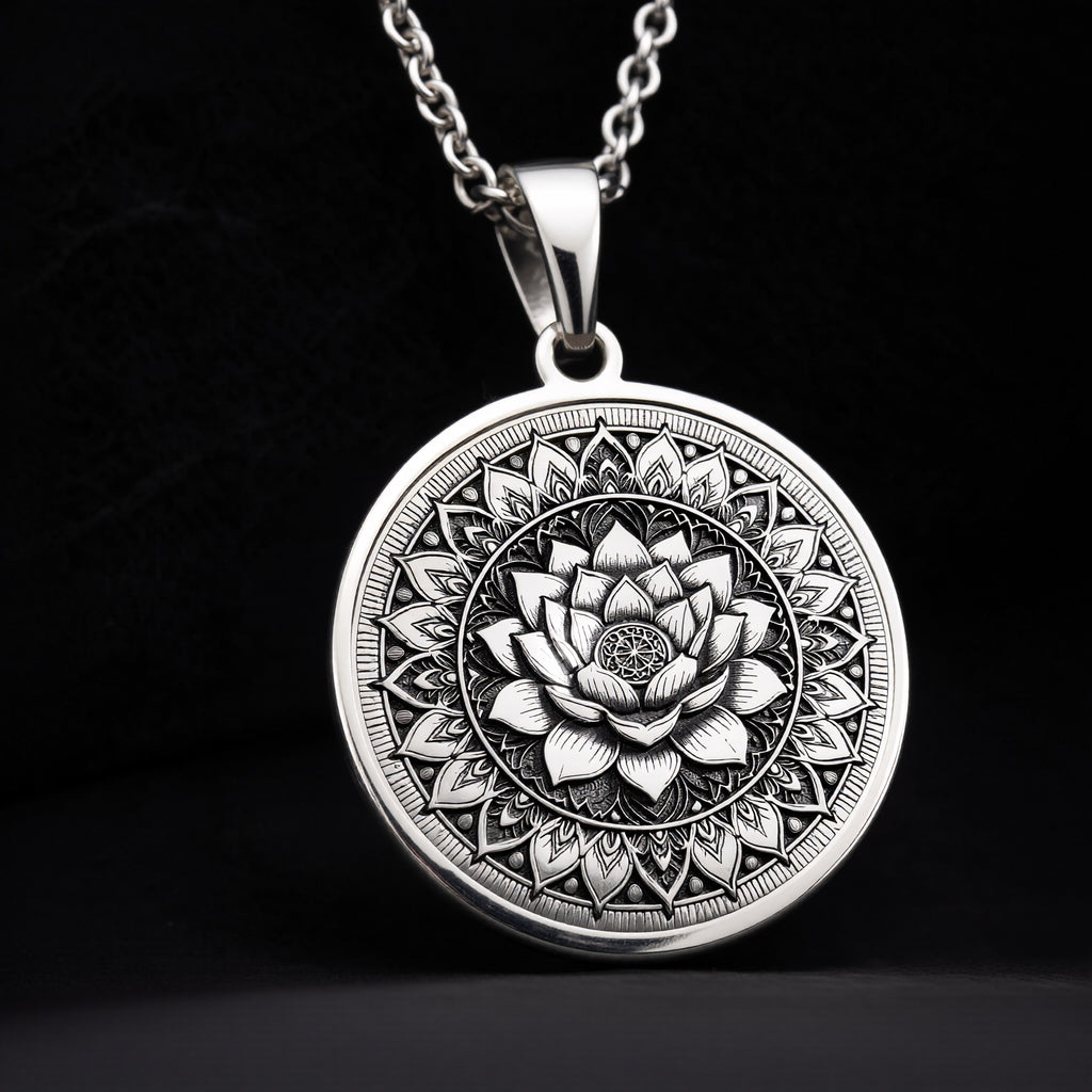 Lotus Mandala Spiritual Pendant - 925 Sterling Silver