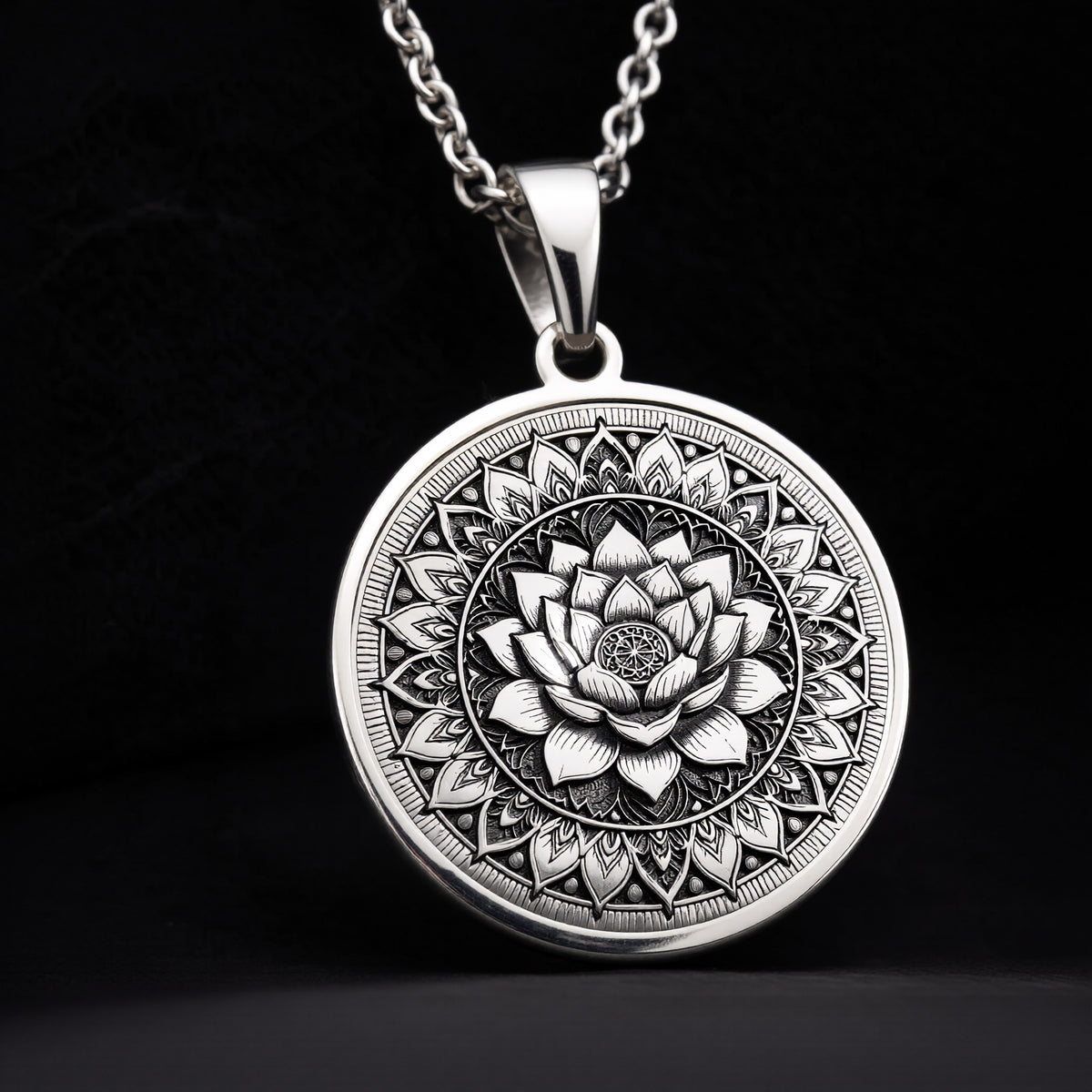 Lotus Mandala Spiritual Pendant - 925 Sterling Silver