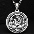 Sterling silver Lotus Mother medallion necklace, celebrating maternal love and spiritual wisdom. A perfect silver sacred pendant, ideal for mothers, spiritual seekers, and those who cherish divine feminine energy.