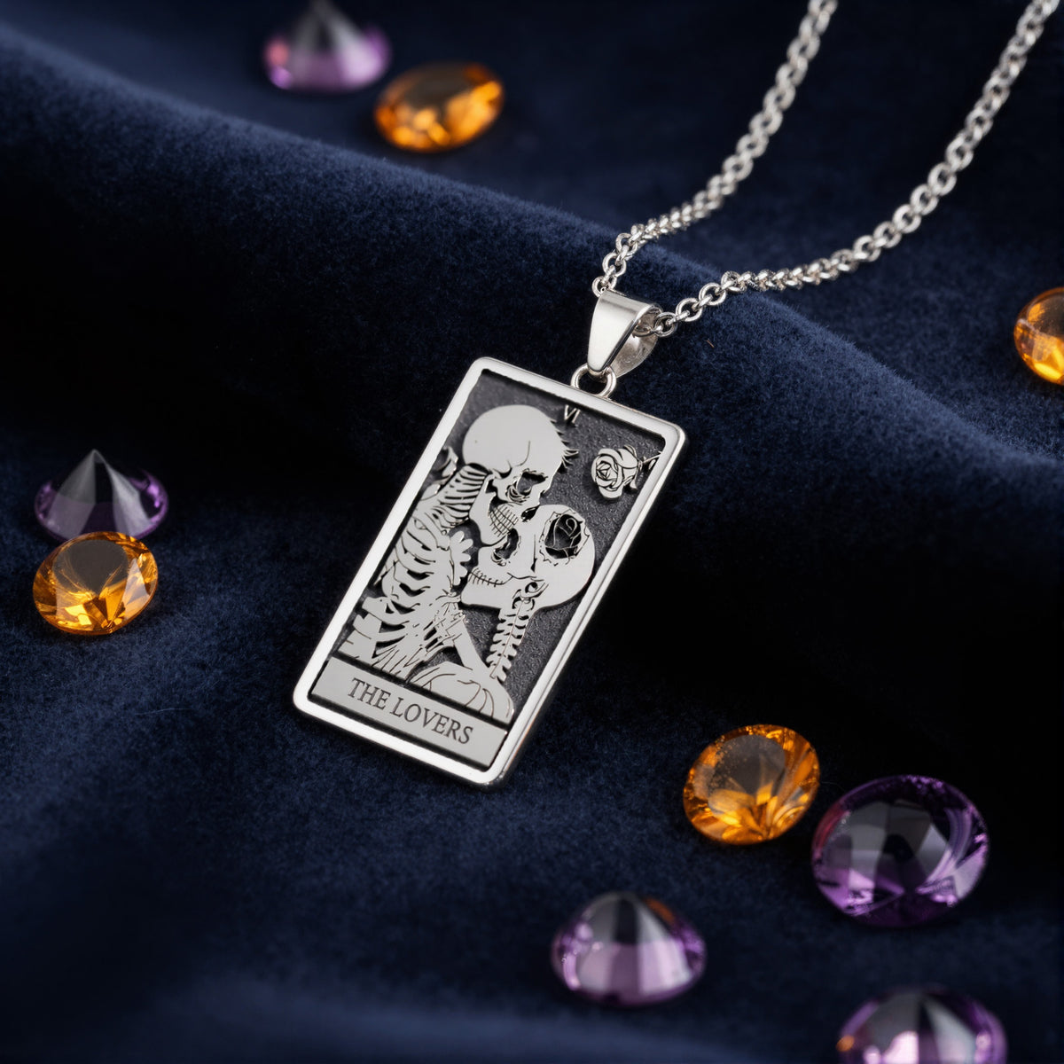Lovers Tarot Pendant Necklace - Major Arcana Love Charm - 925 Sterling Silver