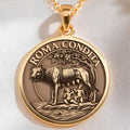 Lupa Capitolina Necklace: 14K Gold Romulus and Remus Pendant - View 2
