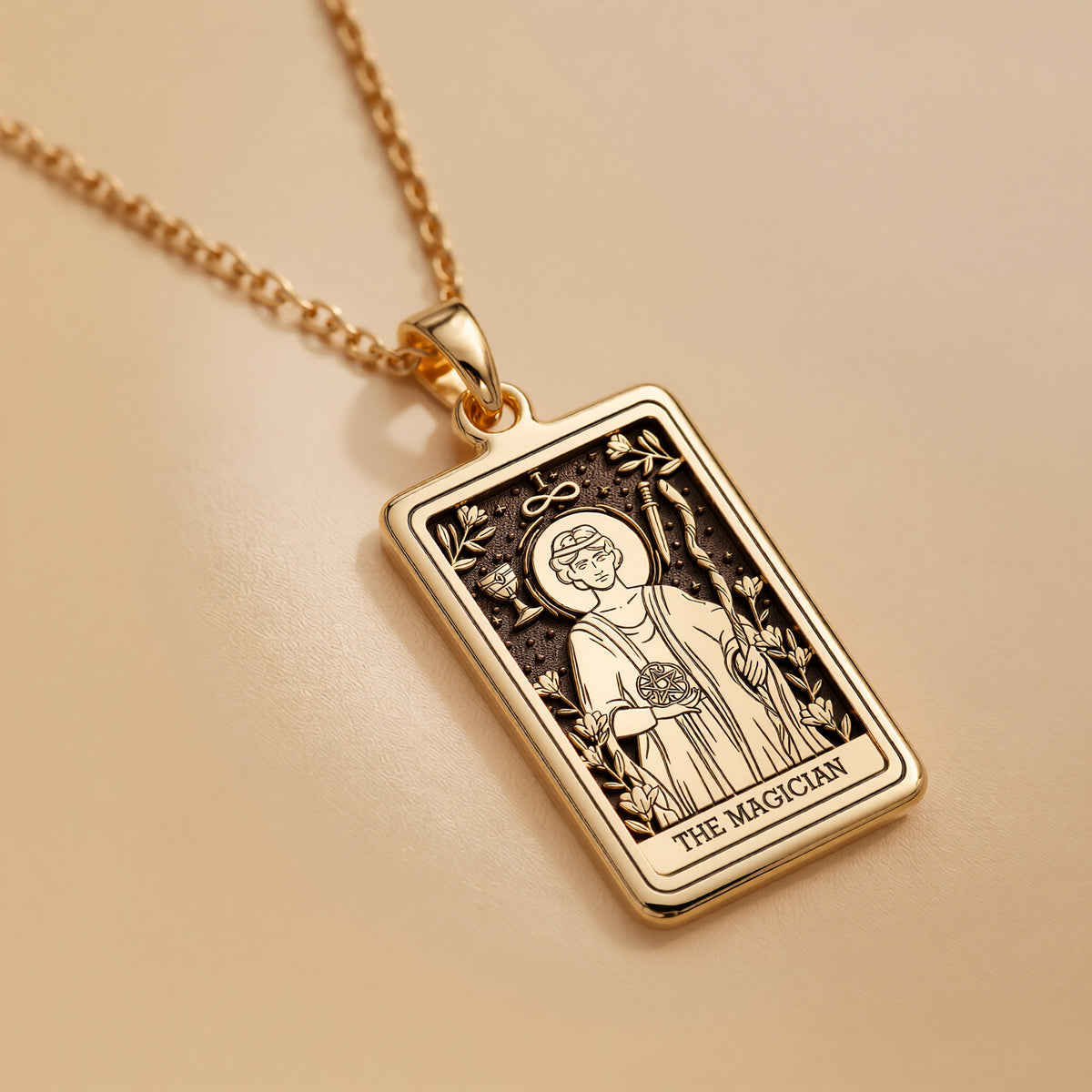 Magician Tarot Rider Waite Necklace - 14K Solid Gold