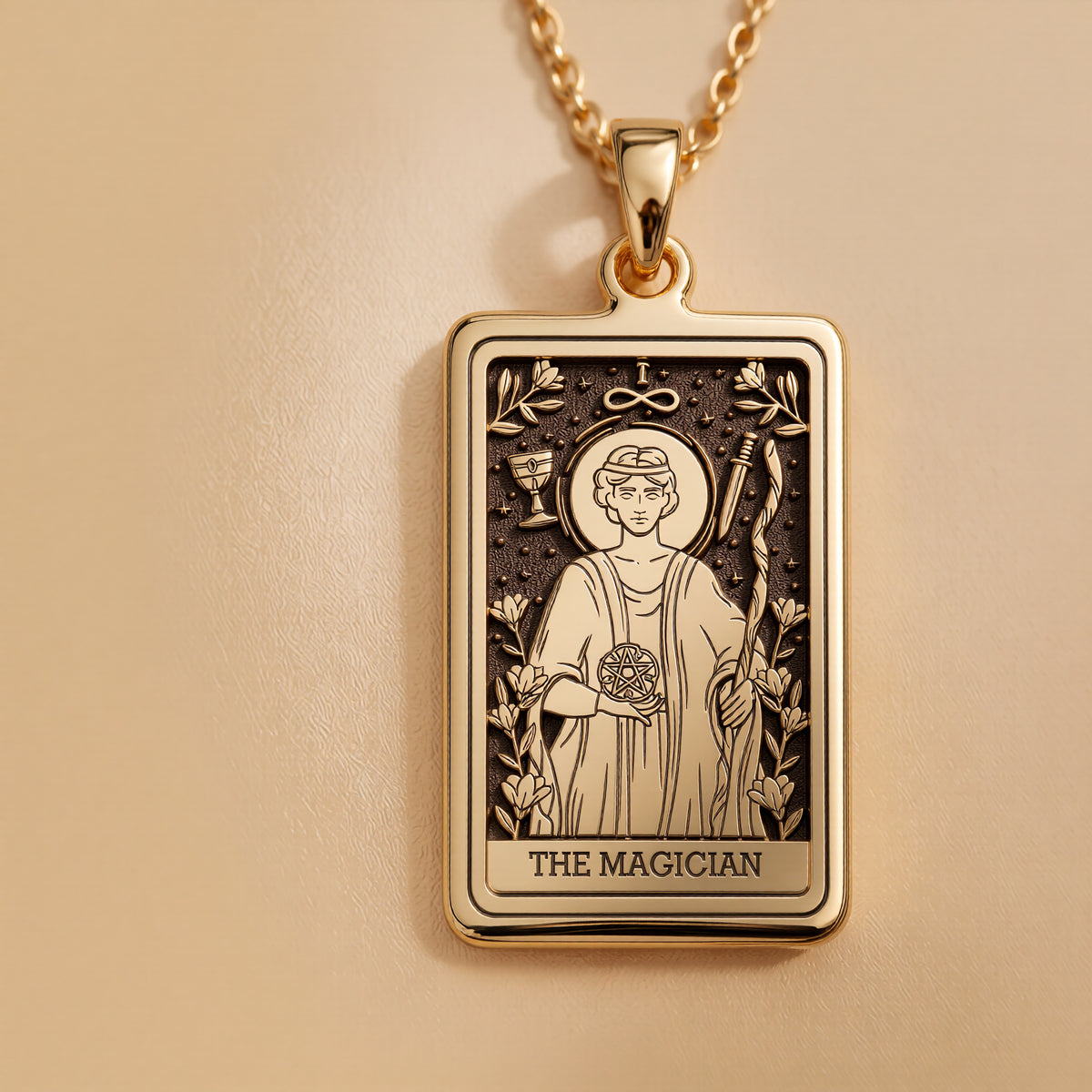 Magician Tarot Rider Waite Necklace - 14K Solid Gold