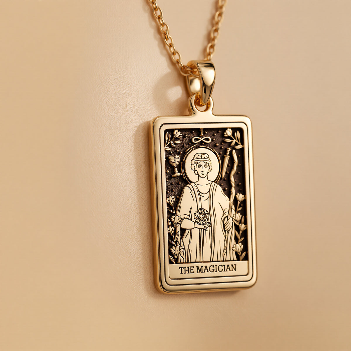 Magician Tarot Rider Waite Necklace - 14K Solid Gold