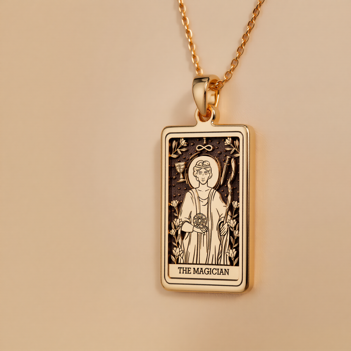 Magician Tarot Rider Waite Necklace - 14K Solid Gold