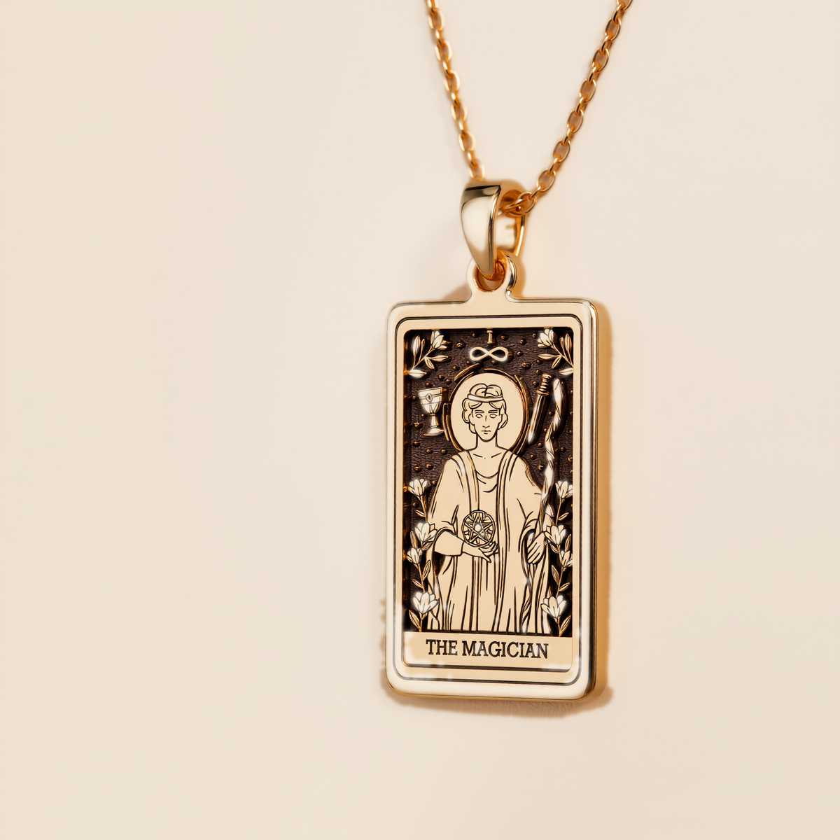 Magician Tarot Rider Waite Necklace - 14K Solid Gold