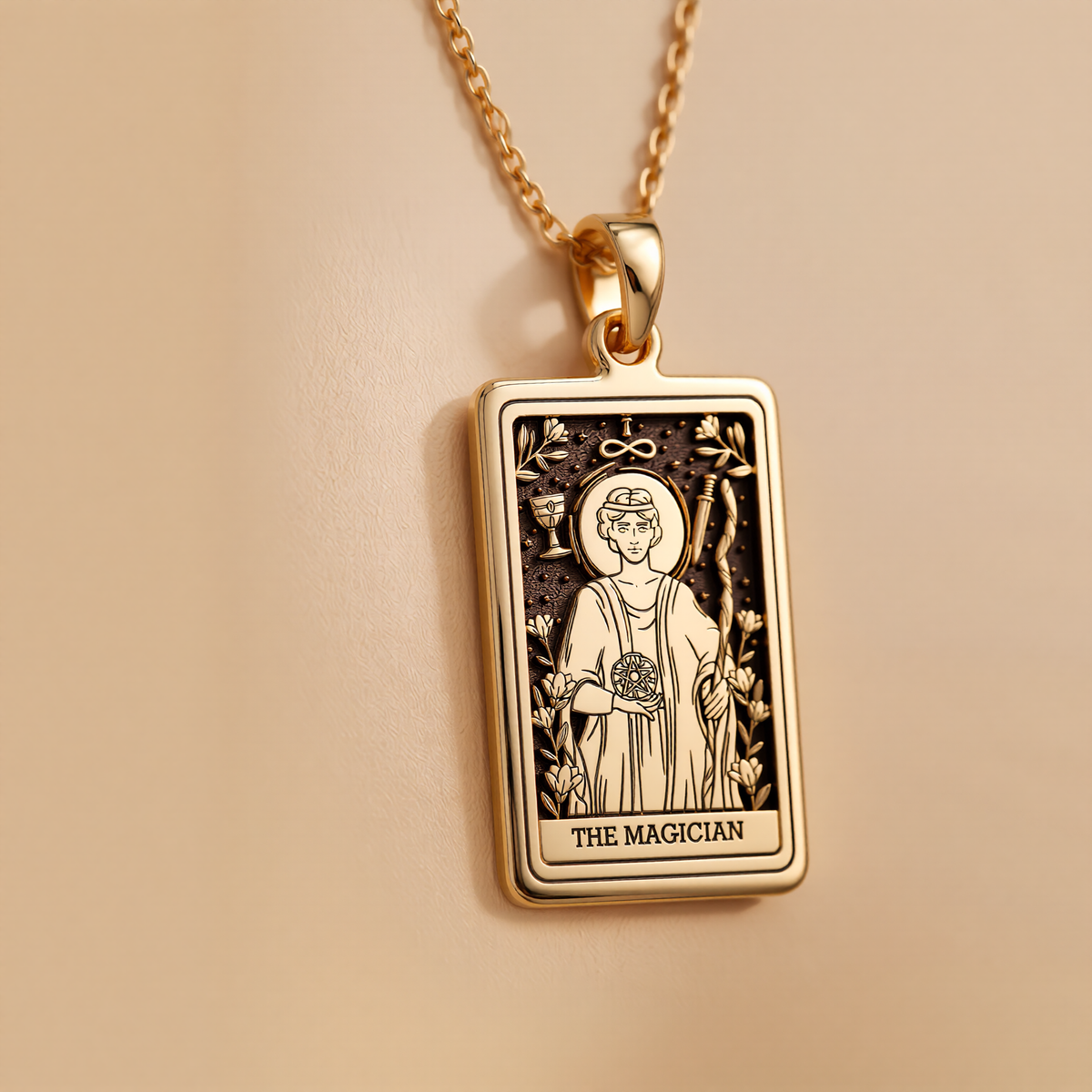 Magician Tarot Rider Waite Necklace - 14K Solid Gold