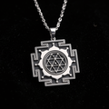 Maha Durga Yantra Spiritual Amulet Pendant - 925 Sterling Silver