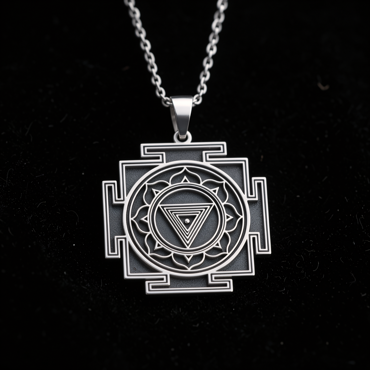 MahaKali Yantra Spiritual Protection Necklace - 925 Sterling Silver
