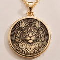 Maine Coon Cat Spirit Animal Medallion - 14K Solid Gold