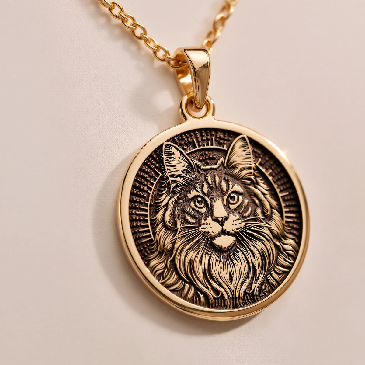 Maine Coon Cat Spirit Animal Medallion | Silver & Plated Options - Pet Memorial Animal Lover Gift - Görsel 2, Animal Jewelry