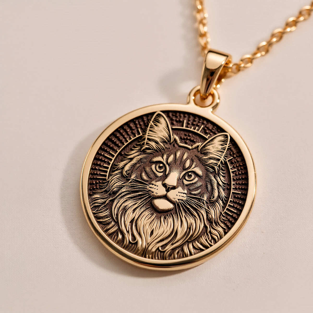 Maine Coon Cat Spirit Animal Medallion | Silver & Plated Options - Pet Memorial Animal Lover Gift - Görsel 3, Animal Jewelry