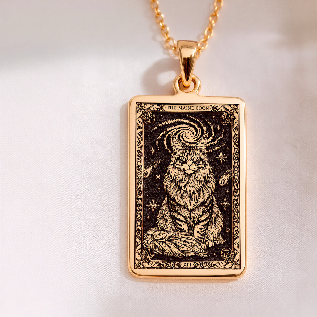Maine Coon Tarot Pendant - 14K Solid Gold
