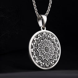 Mandala Sacred Geometry Medallion Pendant - 925 Sterling Silver