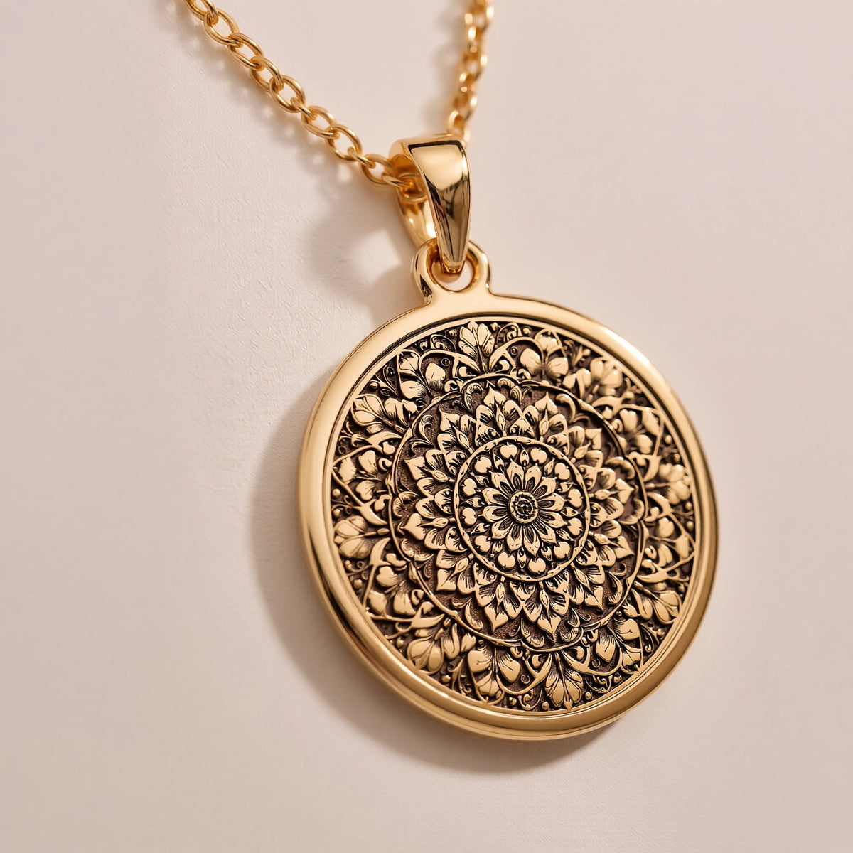 Mandala Sacred Geometry Medallion Pendant | Silver & Plated Options - Spiritual Protection Yoga Zen - Görsel 2, 14K Chakra Charm
