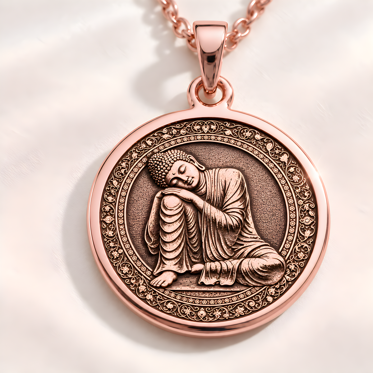 Meditating Buddha Necklace - 14K Rose Gold Plated