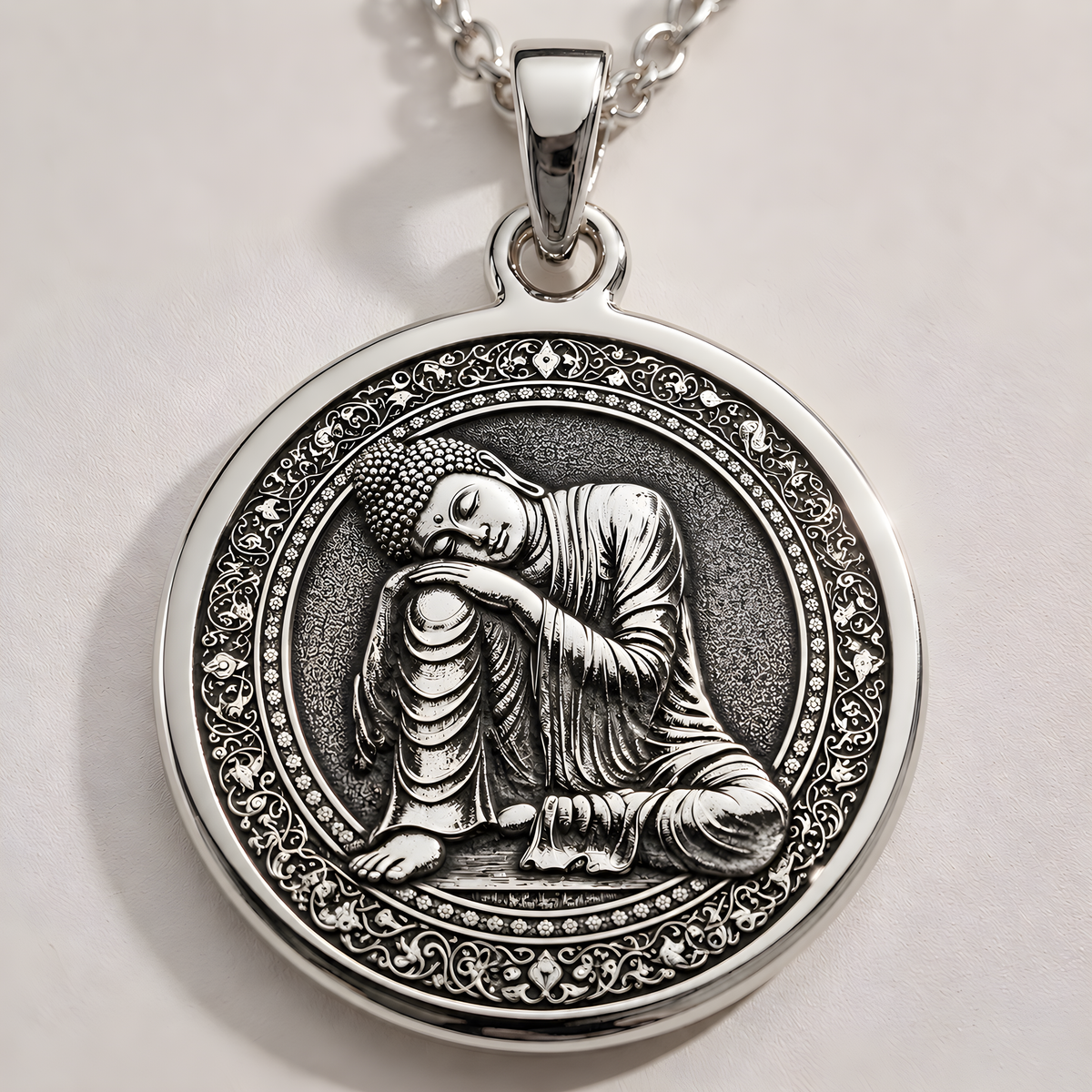 Meditating Buddha Necklace - 925 Sterling Silver