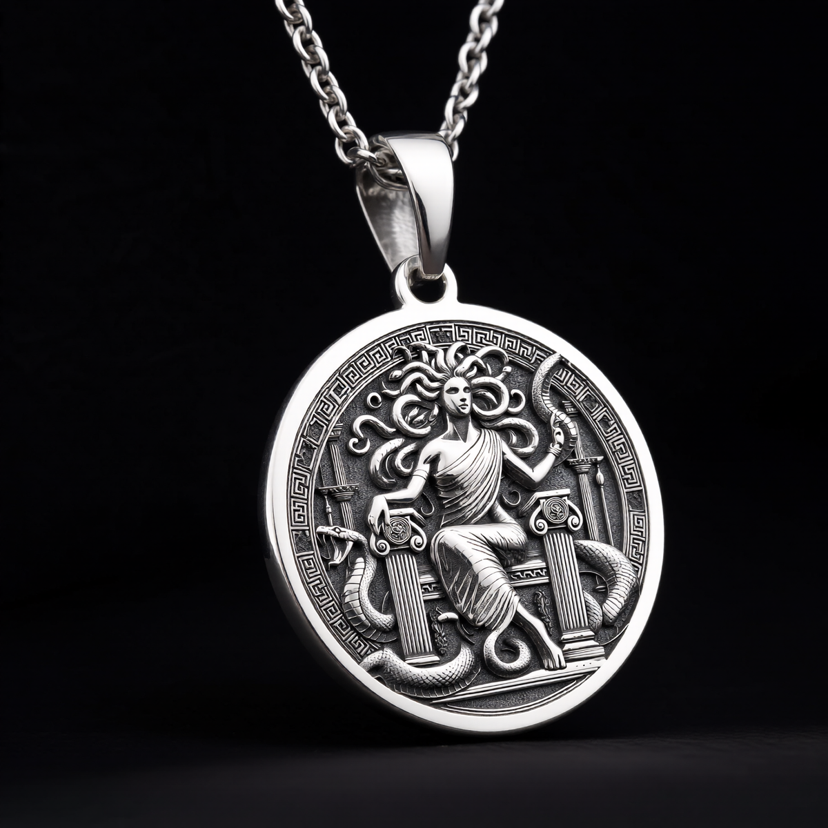 Medusa Gorgon Amulet Pendant - 925 Sterling Silver