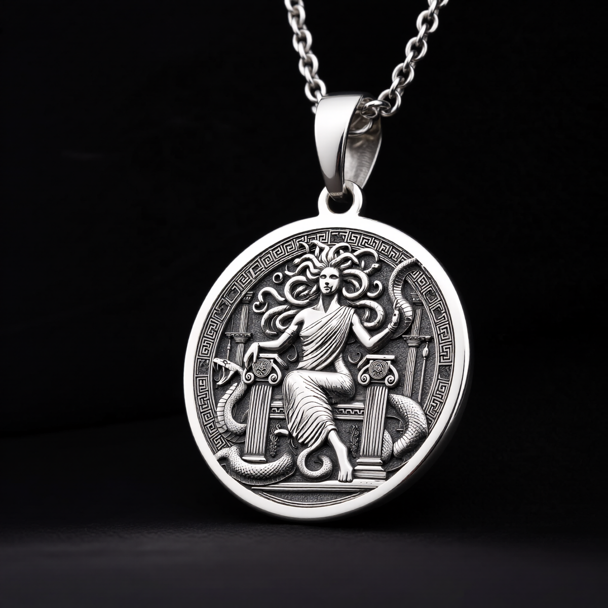 Medusa Gorgon Amulet Pendant - 925 Sterling Silver
